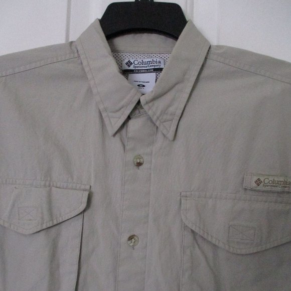 Columbia Mens S/S Beige Cotton Active Fishing Shirt - Size M-L* - Picture 1 of 3